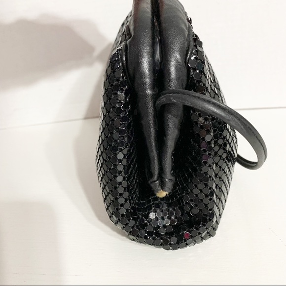 Vintage Whiting and Davis Chainmail Leather Crossbody Shoulder Bag Hinged Frame - Picture 9 of 12